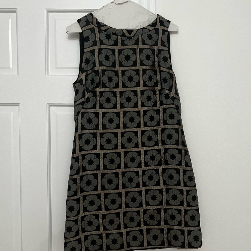 Milly Black and Gray Geometric Floral Mini Shift Dress